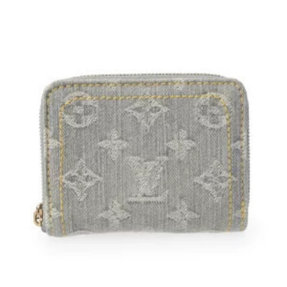 Louis Vuitton Monogram Denim Zippy Coin Gray Case Wallet
